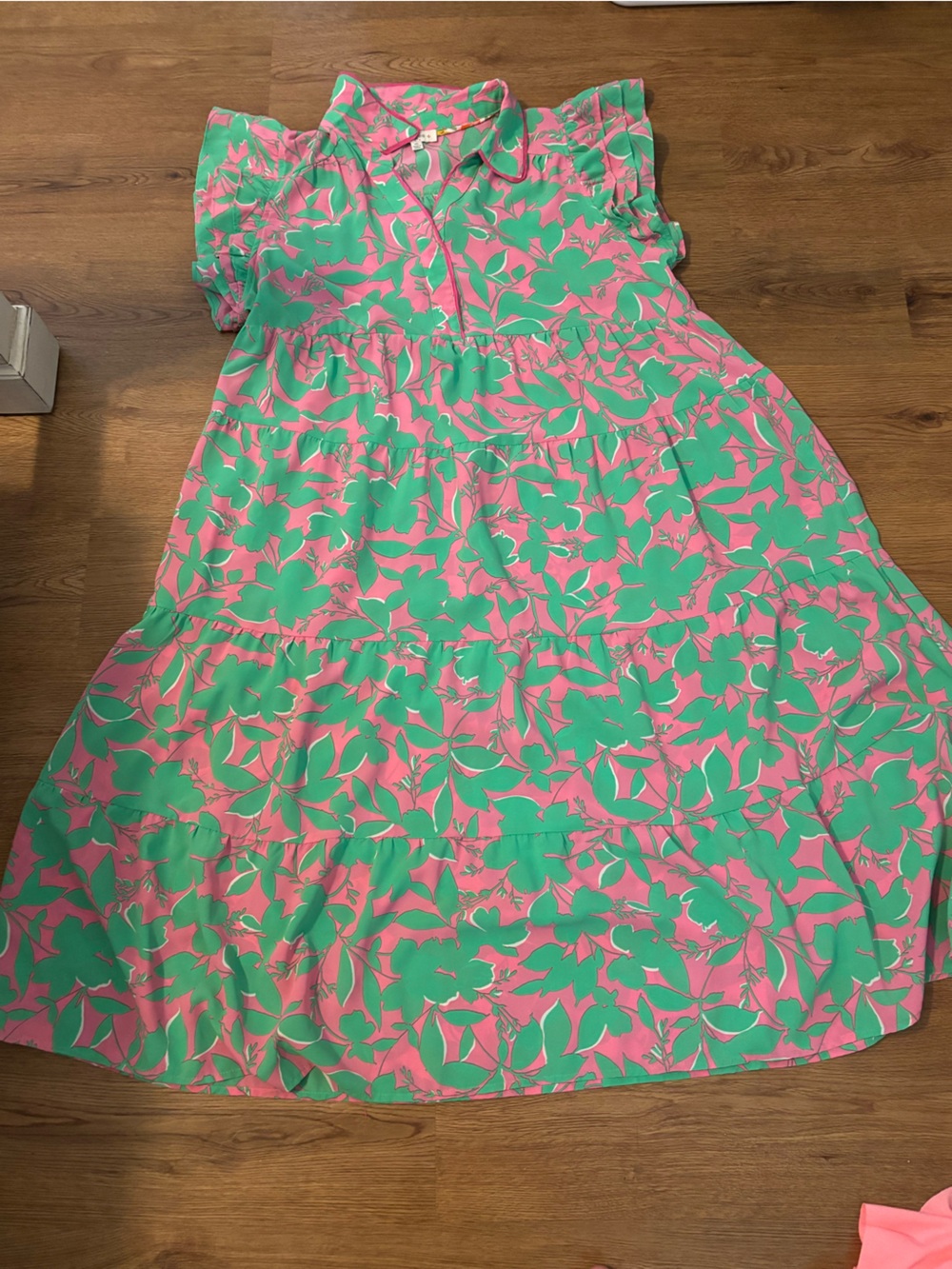 Umgee Floral Midi Dress in Pink and Green